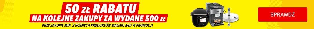  50 zł rabatu za wydane 500 zł przy zakupie min. 2 produktów małego AGD w promocji