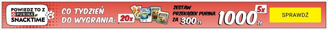 Purina Snacktime konkurs do wygrania 1000zł i przekąski Purina o wartości 300zł