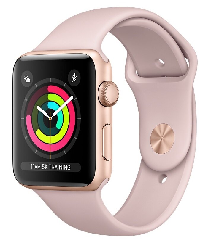 APPLE Watch 3 GPS 38mm koperta z aluminium (złoty) + pasek sportowy  (różowym) - niskie ceny i opinie w Media Expert