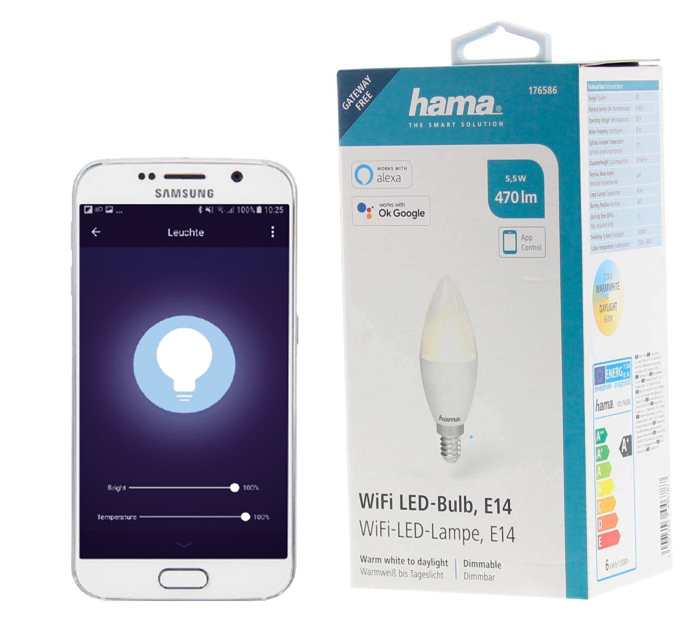 HAMA 176586 E14 5.5W WiFi Inteligentna arowka LED niskie ceny i opinie w Media Expert
