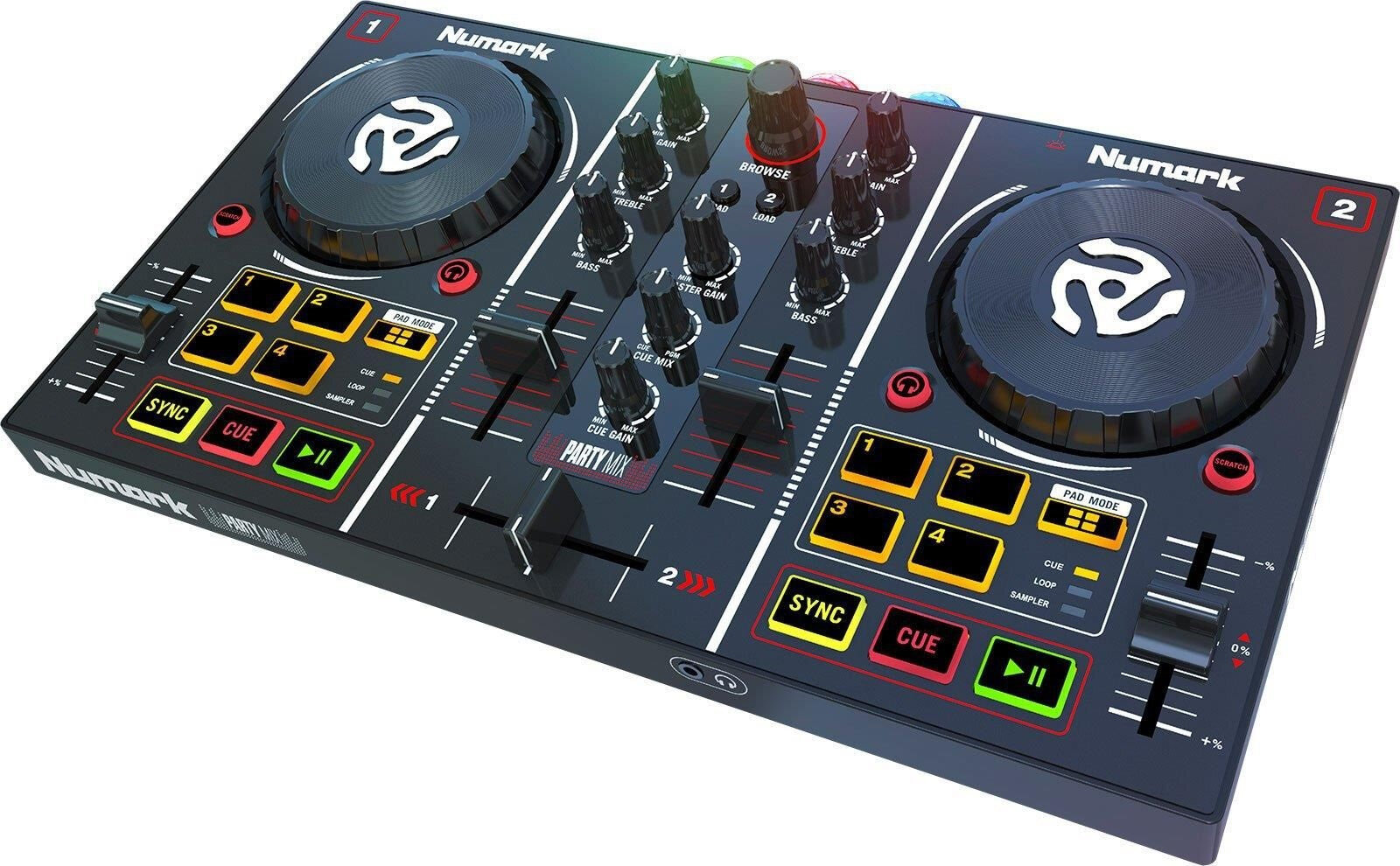 Numark Party Mix II PCDJコントローラー Numark Party Mix II Controller w/ Headphones & Mic | IDJNOW
