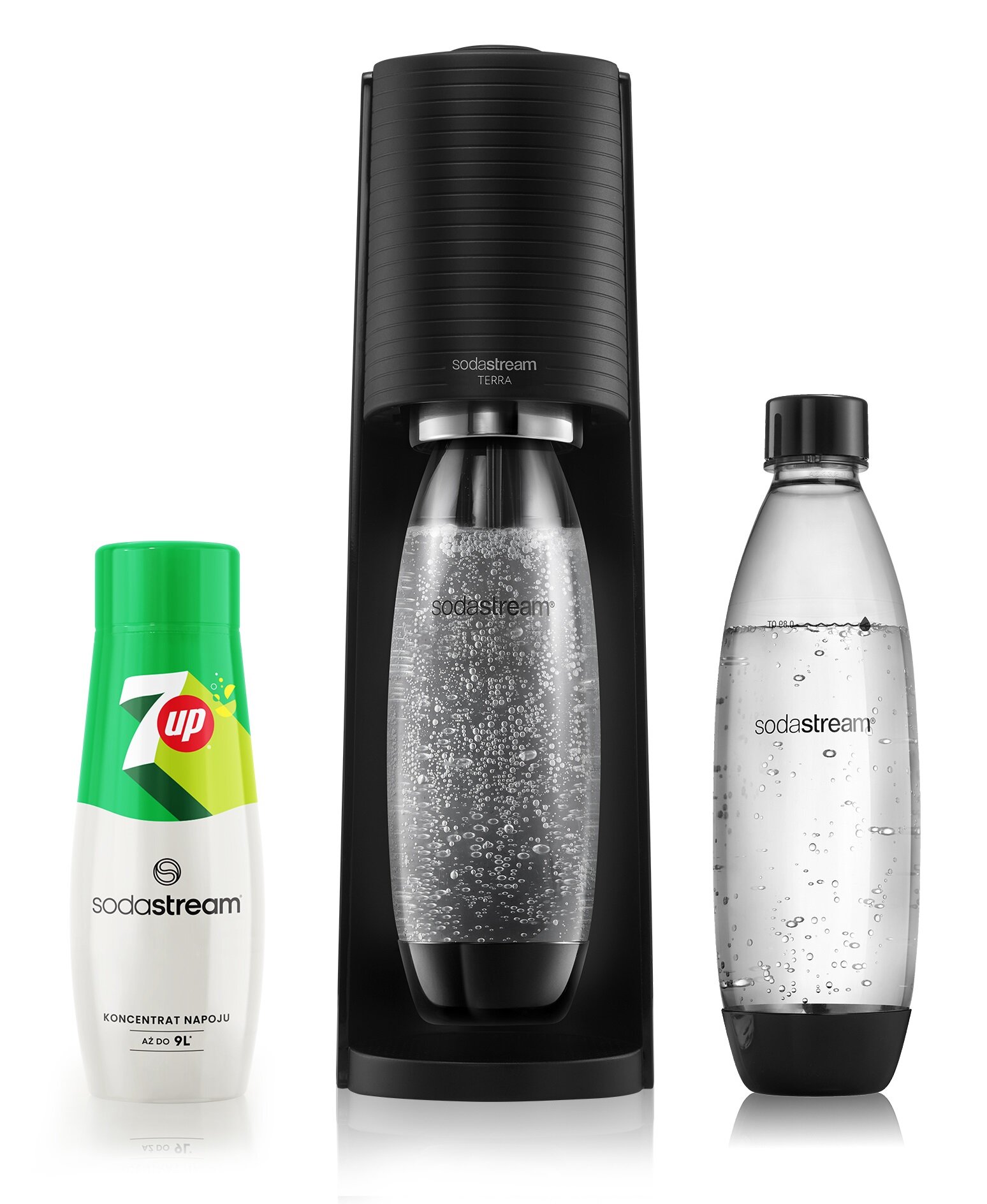 激安通販サイト 人気 Syrop + butelki 2 + Czarny Terra SODASTREAM 7UP ml 440 キッチン家電