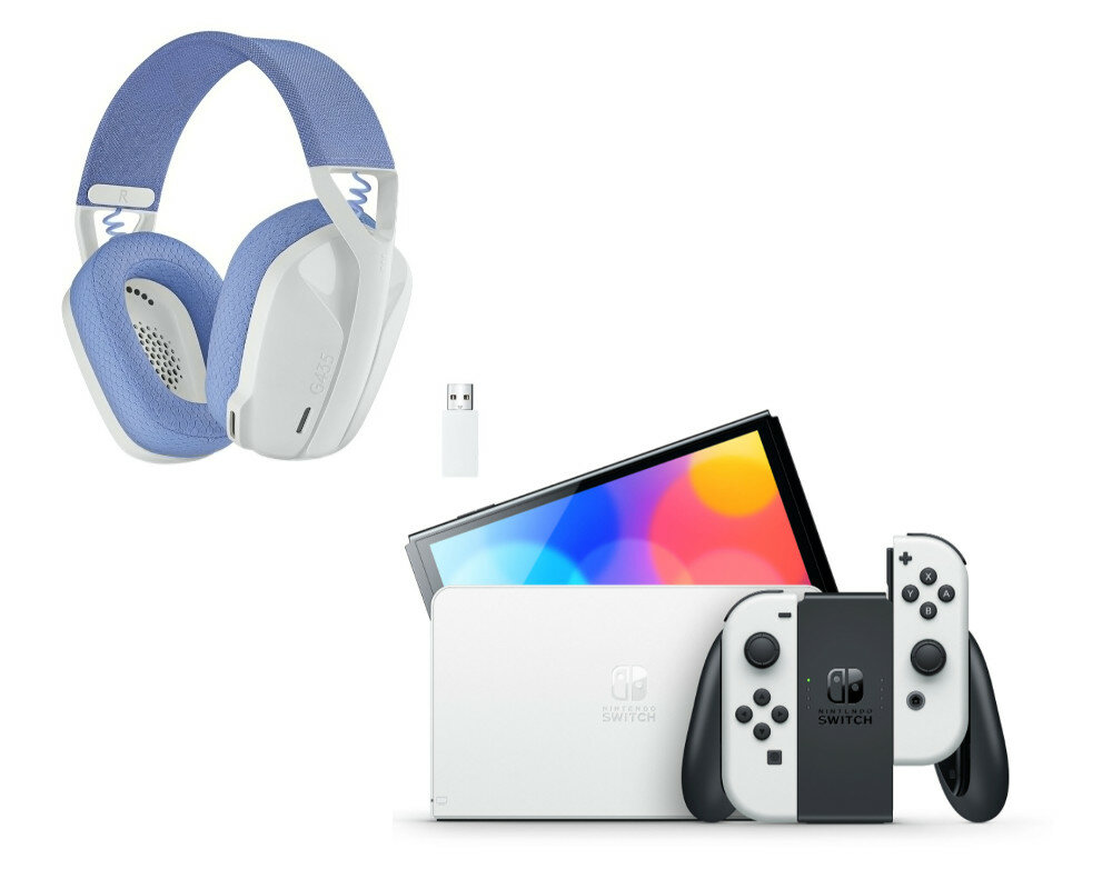 NINTENDO Switch Oled Biała + Słuchawki LOGITECH G435 Biały