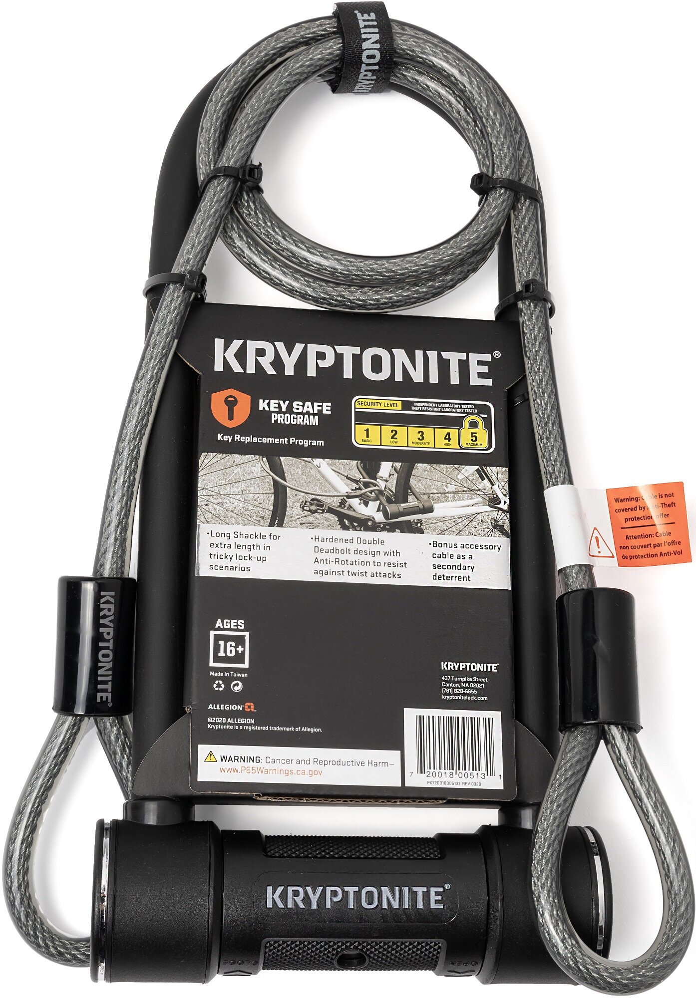 c344058ＤＮシューター200m 0.8 KRYPTONITE Heavy Duty K005131 U-lock Czarny Zapięcie