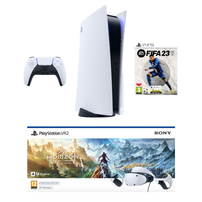 SONY PlayStation 5 + FIFA 23 i Horizon Call of the Mountain (klucze  aktywacyjne) + Gogle VR SONY PlayStation VR2 Konsola - niskie ceny i opinie  w Media Expert