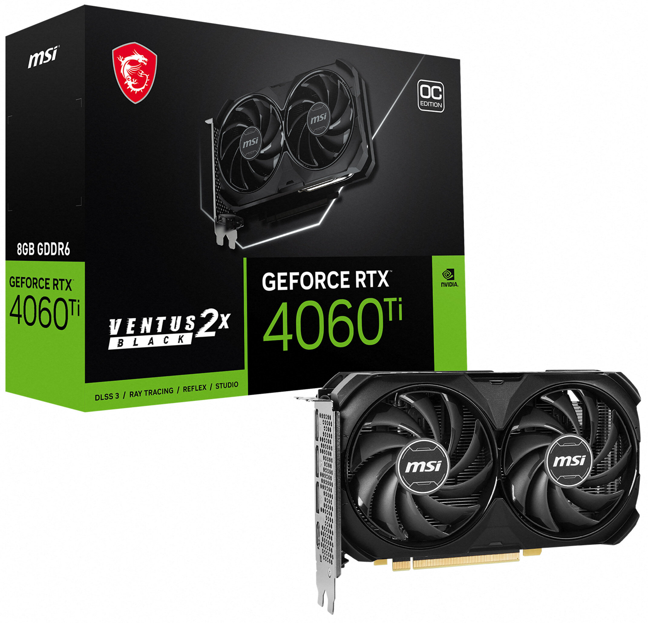 MSI GeForce RTX 4060 Ti Ventus 2X Black OC 8GB DLSS 3 Karta