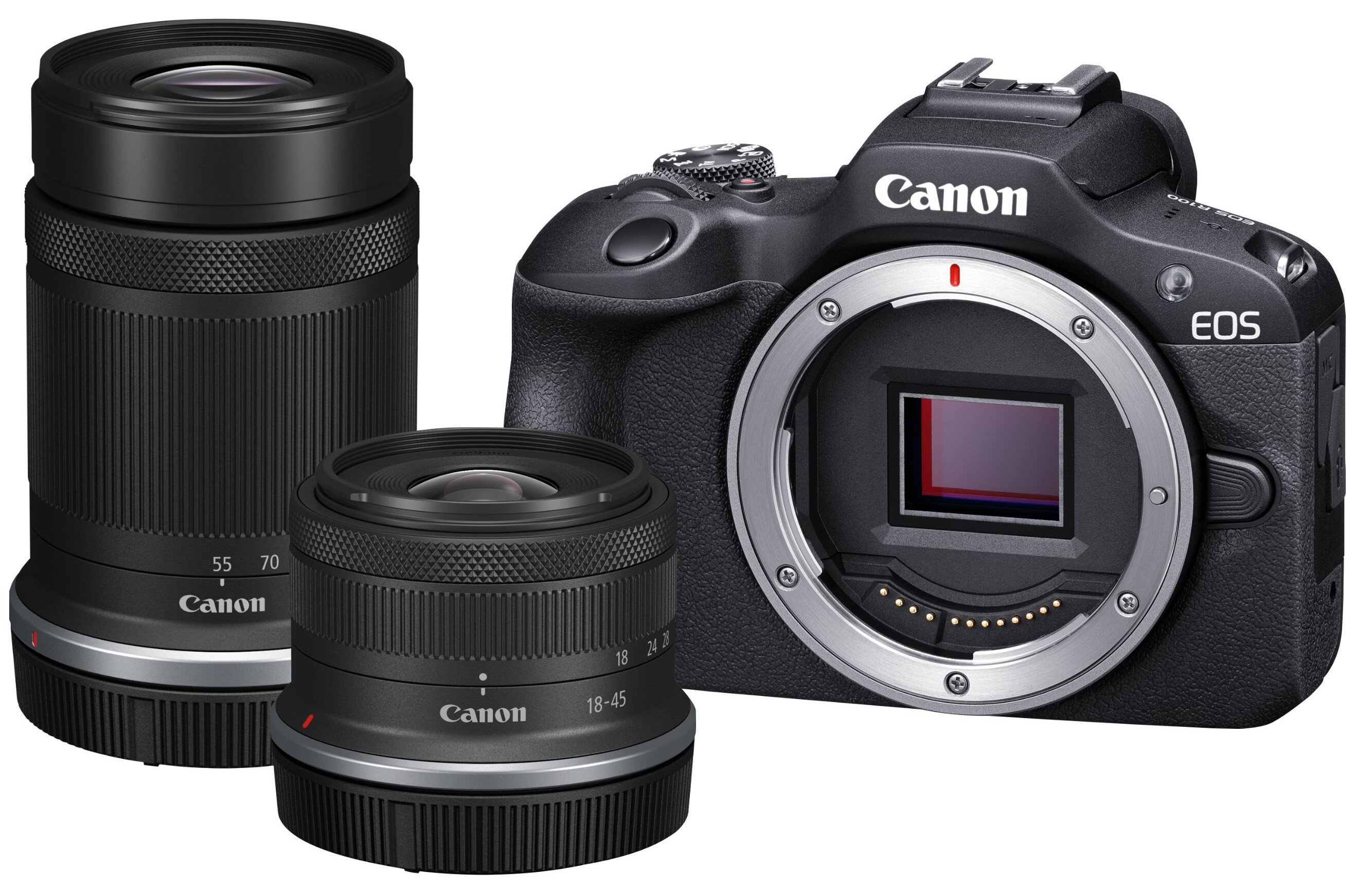 キヤノンEOS R100ダブルズームキット 18-45mm 55-210mm 3年保険付]キヤノン EOS R100・ダブルズームキット APS-Cサイズ