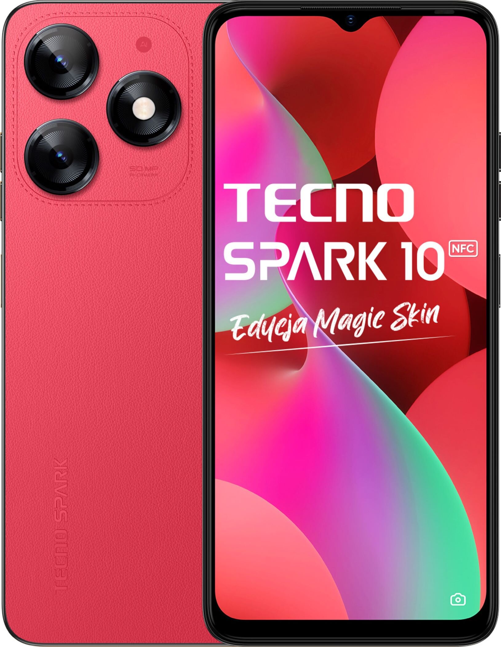 TECNO Spark 10 4/128GB 6.6" 90Hz Czerwony TECNO KI5Q Smartfon - niskie ...