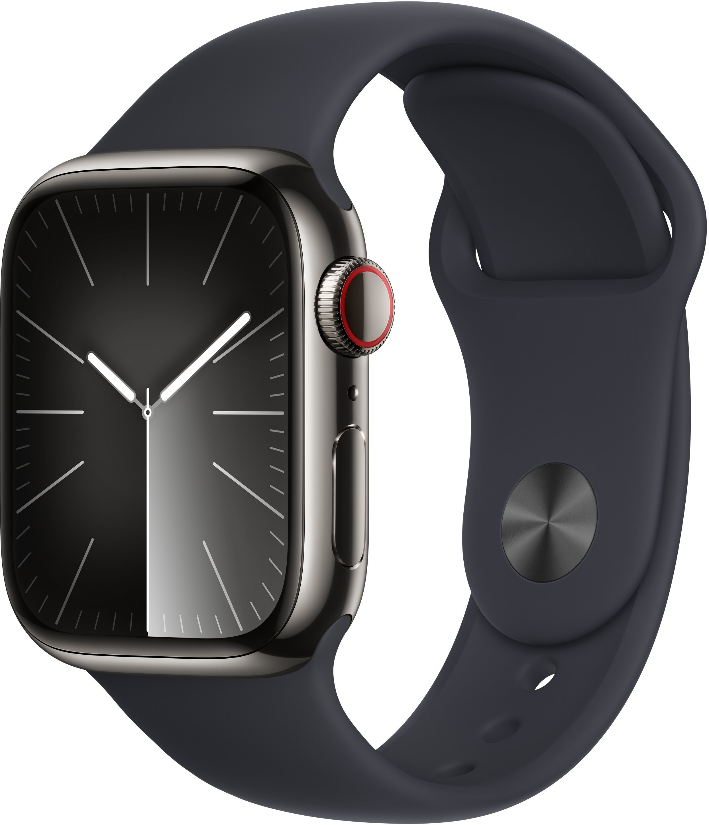 APPLE Watch 9 GPS + Cellular 41mm koperta ze stali nierdzewnej (mocny  grafit) + pasek sportowy S/M (północ) - niskie ceny i opinie w Media Expert