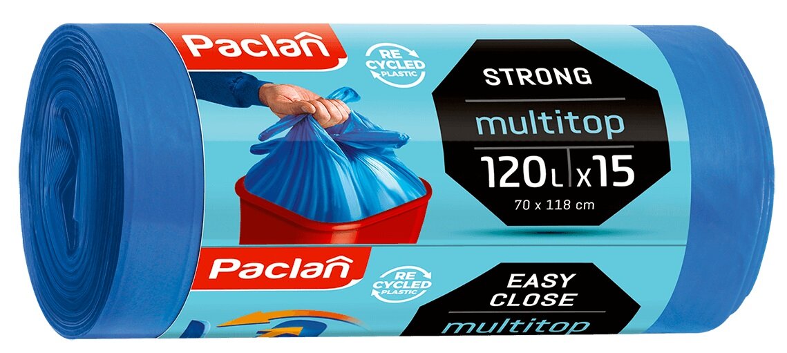 Worki na śmieci PACLAN Multitop 120 L (15 sztuk) Niebieski