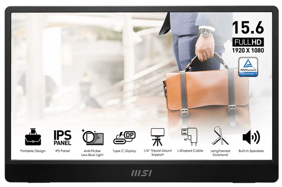 MSI PRO MP161 E2 15.6 Inch Full HD Portable Monitor - 1920 x