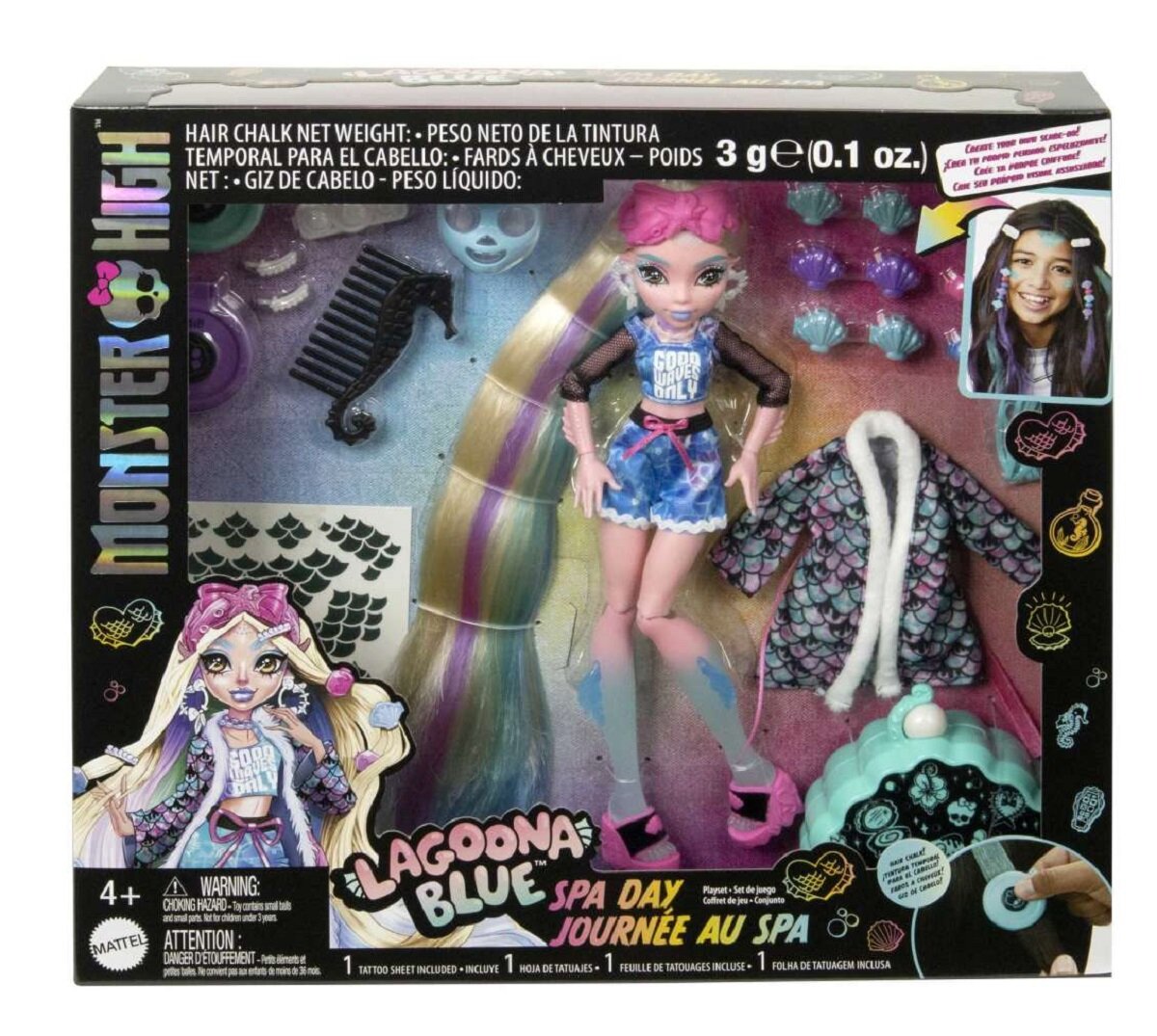 moni-haru-blueskyです Monster High Lalka Lagoona Blue Dzień w Spa HKY69