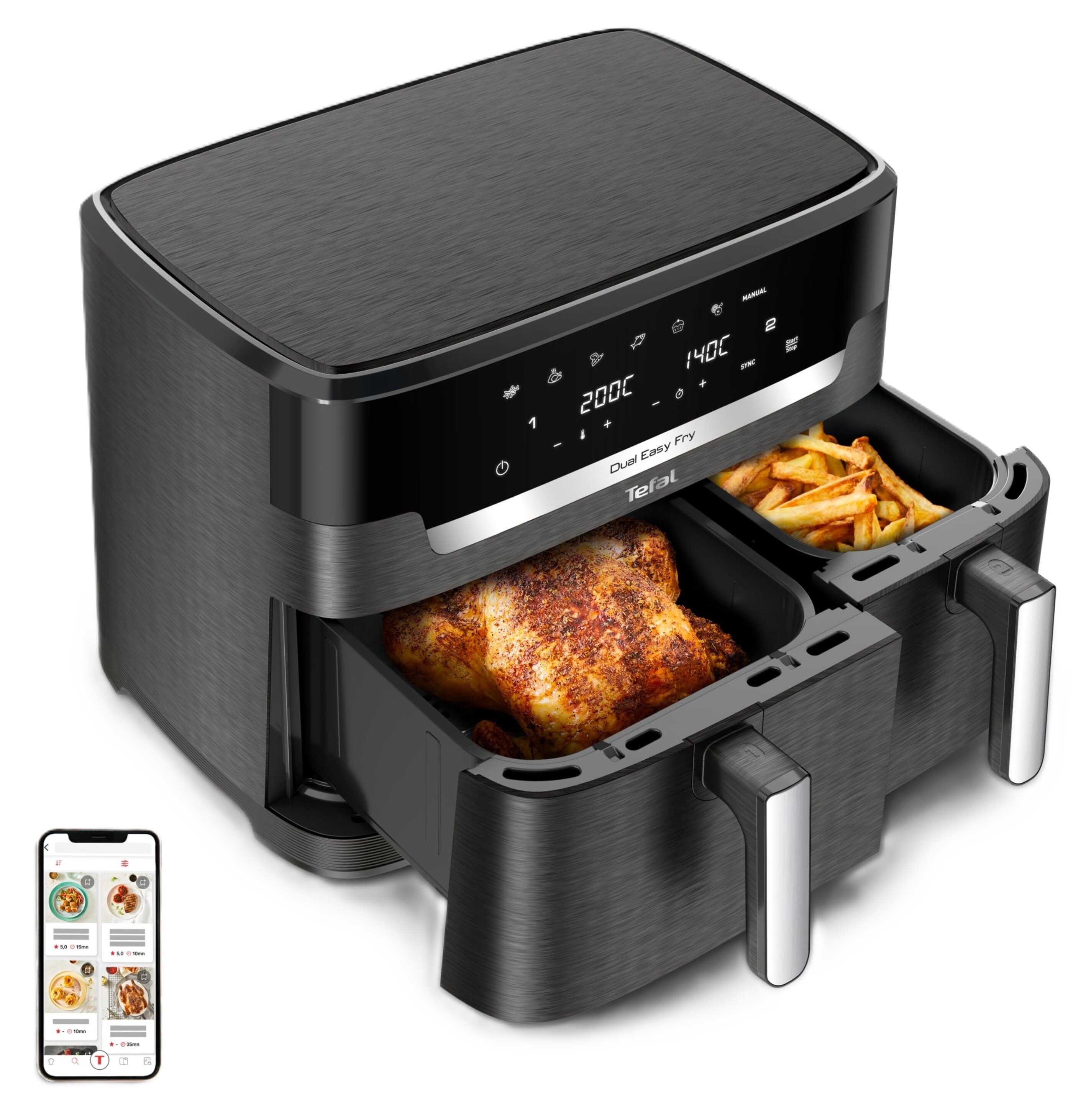 TEFAL Dual Easy Fry XXL EY942HE0 z podwójnym koszem Air Fryer ...