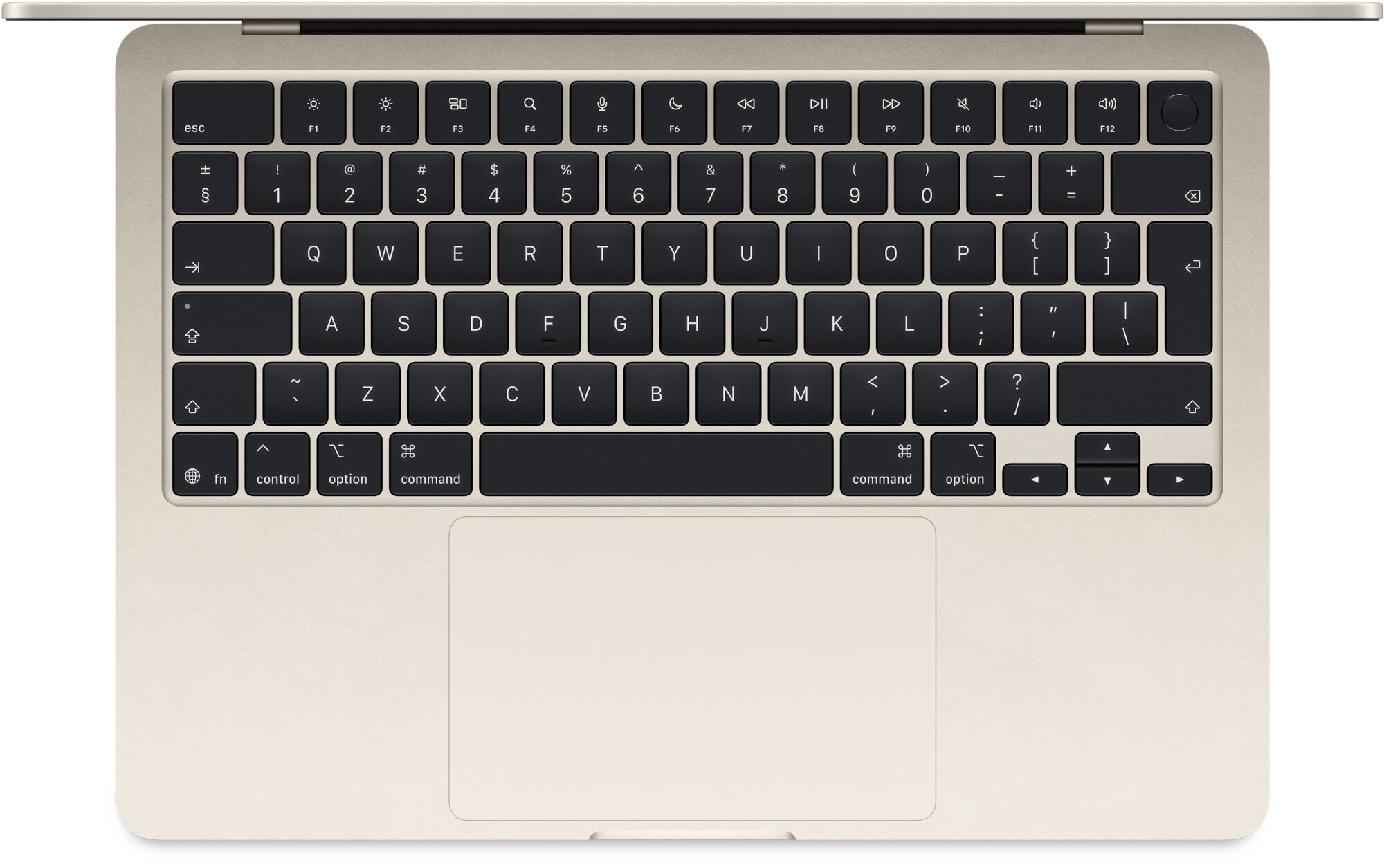 Na zdjęciu widoczna jest klawiatura laptopa z czarnymi klawiszami i jasną obudową. Klawisze mają białe oznaczenia, a w prawym górnym rogu znajduje się okrągły przycisk z wbudowanym czytnikiem linii papilarnych.