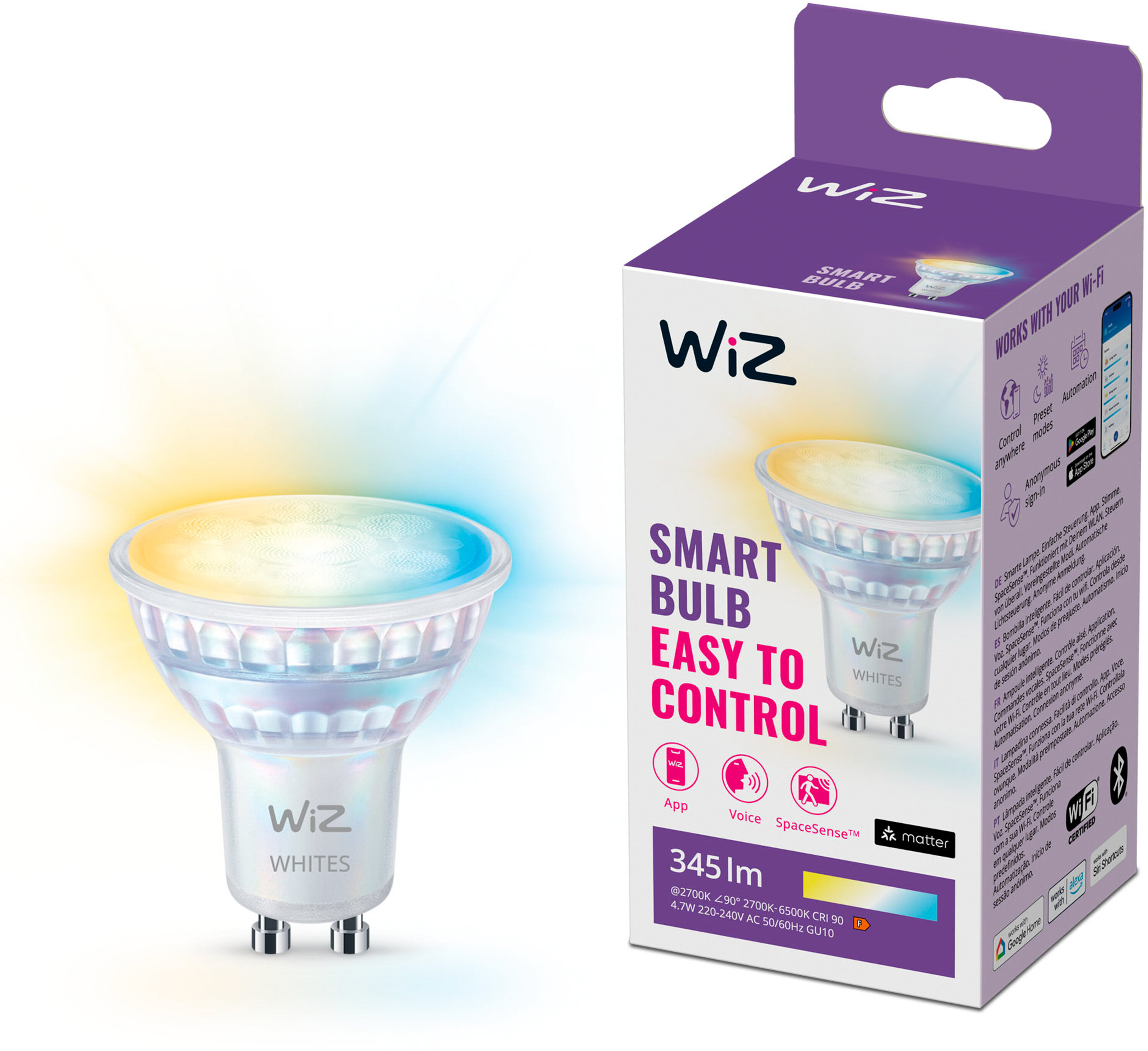WIZ 929003772222 4.7W GU10 WiFi Inteligentna żarówka LED