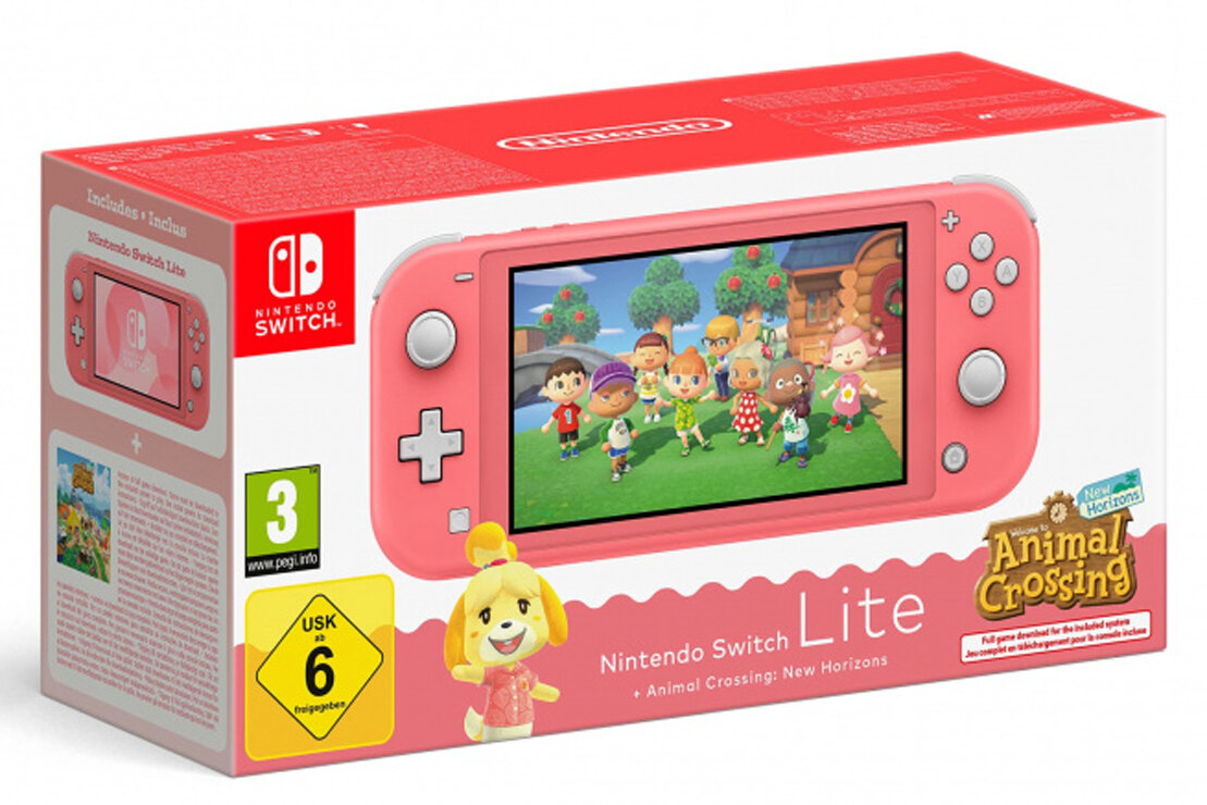 NINTENDO Switch Lite Coral + ACNH Bundle Konsola - niskie
