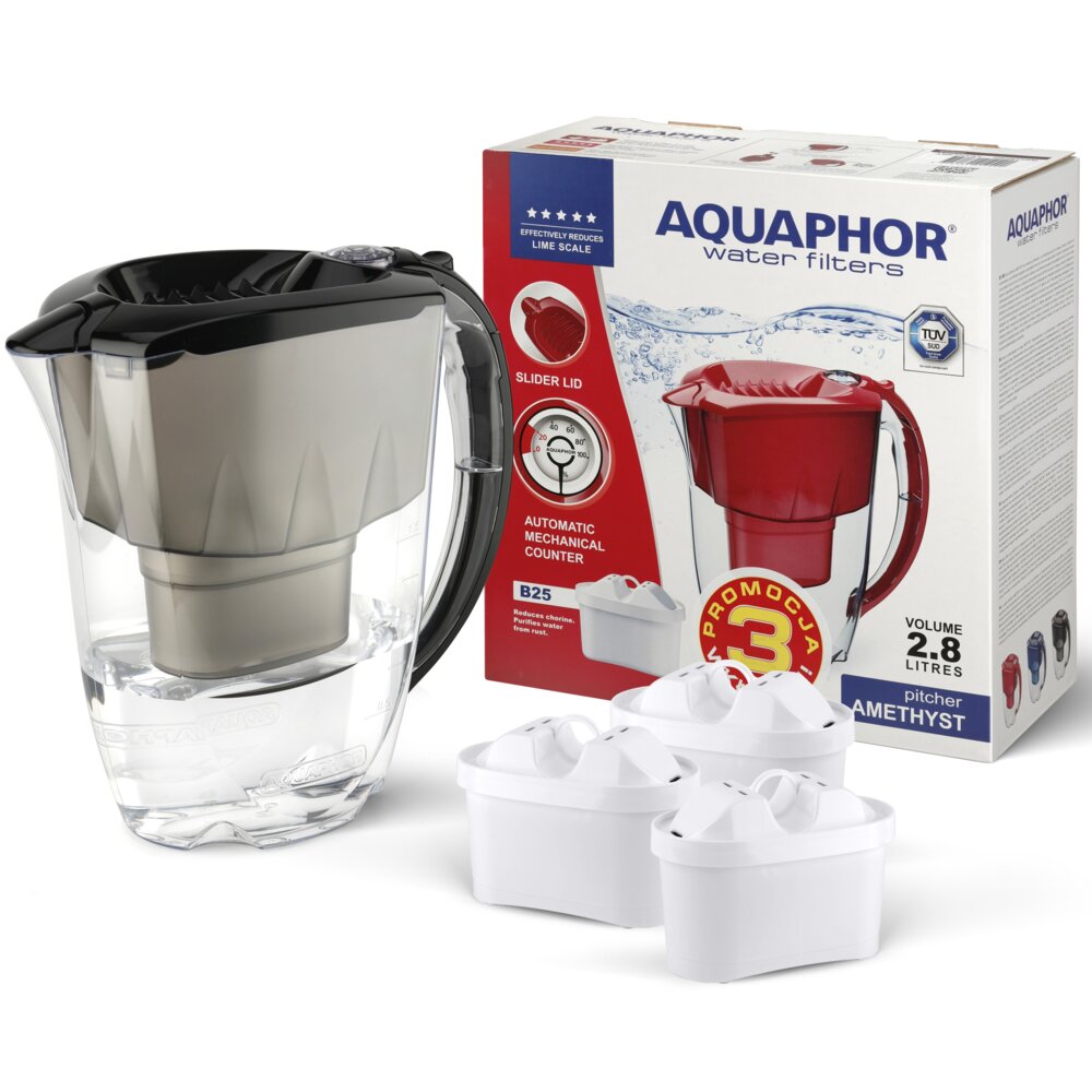 AQUAPHOR Amethyst Czarny + 3 wkłady B100-25 Dzbanek