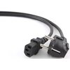 Na zdjęciu znajduje się czarny kabel zasilający z wtyczką Schuko o kątowym kształcie oraz złączem IEC 320 C13. Kabel jest długi na 10 metrów i widoczny jest jego fragment z obydwoma końcówkami.