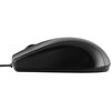Przezroczyste opakowanie zawiera czarną mysz komputerową z widocznym logo "LOGIC" na jej powierzchni. Na opakowaniu znajduje się tekst: "LM12 wired mouse", "1000 DPI", "plug & play", "USB interface".