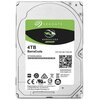 Na zdjęciu widoczny jest dysk twardy z etykietą zawierającą logo "SEAGATE", napis "4TB BarraCuda", model "ST4000LM024" oraz kod QR. Etykieta zawiera również różne oznaczenia certyfikatów i informacje producenta, takie jak "Seagate Singapore Intl HQ Pte. L