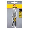 Opakowanie produktu "Szczypce TOPEX 32D857" z widocznym logo TOPEX na żółtym tle oraz napisami "CrV", "225 [mm]", "0-55 [mm]". Szczypce mają metaliczną powierzchnię i czarno-żółty uchwyt.