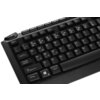 Czarno-szara klawiatura z widocznymi klawiszami, w tym F1-F12, QWERTY oraz klawisze funkcyjne takie jak Tab, Caps Lock, Shift, Ctrl, Alt i klawisz z logo systemu operacyjnego. Klawisze mają białe oznaczenia na czarnym tle.