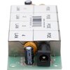 Na zdjęciu widoczny jest produkt elektroniczny z oznaczeniami "LAN" i "POE" oraz numerami od 1 do 4 na białej powierzchni. W dolnej części znajduje się kondensator z oznaczeniem "63V" oraz gniazdo zasilania.