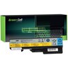 Na zdjęciu znajduje się bateria do laptopa z widocznym napisem "Green Cell Fresh Energy" na opakowaniu oraz szczegółowe oznaczenia techniczne na samej baterii, w tym "L1OC6Y02 4400 mAh" i symbole dotyczące bezpieczeństwa i recyklingu.