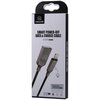 Opakowanie kabla USB - Lightning marki USAMS z serii U-Sun, z grafiką przedstawiającą końcówki kabla oraz tekstem: "SMART POWER-OFF DATA & CHARGE CABLE", "1880 mm", "2.0 A", "Zinc Alloy, durable to use", "Fabric cable, anti-winding". Logo USAMS znajduje s
