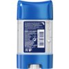 Antyperspirant w żelu w przezroczystym opakowaniu z niebieską nakrętką, na etykiecie widnieje tekst: "Antyperspirant w żelu. Ingredients: Aqua, Aluminum Zirconium Octachlorohydrex Gly, Alcohol Denat., Cyclopentasiloxane, Propylene Glycol, Dimethicone, Cal