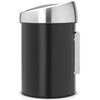 Kosz na śmieci łazienkowy BRABANTIA Touch Bin 364440 uchylny, ciche otwiernie, stal nierdzewna 3L Czarny Pojemność [l] 3