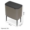 Kosz na śmieci uchylny BRABANTIA 315787 Bo Touch, zatrzaskiwane nogi, regulowane stopki, wyjmowane wiadro 36L Platynowy Pojemność [l] 36