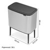 Kosz na śmieci uchylny BRABANTIA Bo Touch 315848 System Soft Touch, wyjmowane wiadro, przylega do ściany 36L Stalowy Pojemność [l] 36