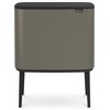 Kosz na śmieci uchylny BRABANTIA 316142 Bo Touch do segregacji, System Soft Touch, dwa wyjmowane wiadra 34L Platynowy