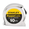 Na zdjęciu znajduje się miara zwijana z metalową obudową, na której widnieje napis: "STANLEY PowerLock BLADE ARMOR 10 m 33-532". Produkt ma żółto-czarną etykietę z wyraźnym logo producenta.