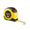 Na zdjęciu znajduje się żółto-czarna miara zwijana z wysuniętą taśmą, na której widnieje napis "STANLEY DualLock Tylon 8m STHT36804". Miara ma widoczny mechanizm blokujący w kolorze czerwonym.