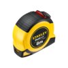 Na zdjęciu znajduje się żółto-czarna miara zwijana z widocznym napisem "STANLEY DualLock Tylon 8m STHT36804". Produkt ma kompaktowy kształt z czerwonym przyciskiem na górze.