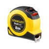 Żółto-czarna miara zwijana z widocznym napisem "STANLEY DualLock Tylon 8m STHT36804" na obudowie. Produkt posiada mechanizm blokujący i metalowy zaczep na końcu taśmy.
