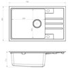 Rysunek techniczny przedstawia zlewozmywak z wymiarami: szerokość 780 mm, wysokość 480 mm, głębokość 216 mm, z komorą o wymiarach 458 mm na 405 mm. Widoczne są również otwory montażowe i odpływ umieszczony centralnie w komorze.