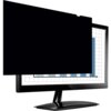 Na zdjęciu widoczny jest monitor z nałożonym filtrem prywatyzującym, który zasłania część ekranu, pozostawiając widoczną jedynie niewielką część wykresu słupkowego. Filtr jest ciemny, co ogranicza widoczność treści na ekranie.