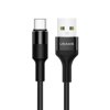 Czarny kabel USB - USB-C o długości 1,2 m z widocznym logo "USAMS" na wtyczce USB. Kabel ma plecioną osłonę i solidne złącza.