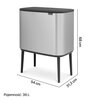 Kosz na śmieci uchylny BRABANTIA BR315848 Bo Touch Bin regulowane nogi, malowany proszkowo 36L Szary Pojemność [l] 36