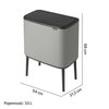 Kosz na śmieci do segregacji BRABANTIA Bo Touch Bin 127229 trzykomorowy, antypoślizgowe nóżki, stal 33L Szary Typ Uchylny