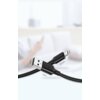 Czarny kabel USB - Micro USB marki UGREEN o długości 1 metra jest przedstawiony na tle rozmytego wnętrza, z widocznymi wymiarami: 12 mm, 16 mm, 14,5 mm i 7 mm. Na kablu znajduje się logo "UGREEN".