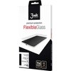 Opakowanie produktu "3MK Flexible Glass" przedstawia grafikę telefonu z nałożonym szkłem ochronnym oraz logo "3mk" na czarnym tle. Na opakowaniu widnieją napisy: "premium protection FlexibleGlass", "7H HARDNESS", "FIT IN TECHNOLOGY", oraz informacje o gru