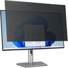 Na zdjęciu widoczny jest monitor z nałożonym filtrem prywatyzującym, który przyciemnia ekran. Na ekranie widać interfejs systemu operacyjnego z ikonami aplikacji i paskiem zadań.