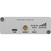 Srebrny panel urządzenia z widocznymi złączami i napisami: "REMOVE PANEL TO INSERT SIM", "USB", "MOBILE", "RESET" oraz wskaźnikami "2G 3G 4G". Na panelu znajdują się port USB, złącze mobilne i przycisk resetowania.
