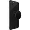 Na zdjęciu widoczny jest czarny telefon z zamontowanym uchwytem i podstawką POPSOCKETS. Na uchwycie znajduje się napis "POPSOCKETS" oraz "MADE IN CHINA".