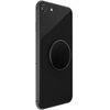 Na zdjęciu widoczny jest czarny telefon z zamontowanym uchwytem i podstawką POPSOCKETS w kolorze czarnym. Telefon ma gładką, błyszczącą powierzchnię, a uchwyt jest okrągły i umieszczony centralnie na tylnej obudowie.
