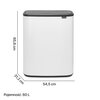 Kosz na śmieci uchylny BRABANTIA 223006  Bo Touch do segregacji, System Soft Touch 60L Biały Materiał Tworzywo sztuczne